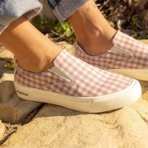 SeaVees Hawthorne Slip-On Violet Gingham Canvas Sneakers Size 8 NEW